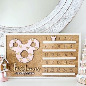 New Custom Made Pink Christmas Countdown Sign